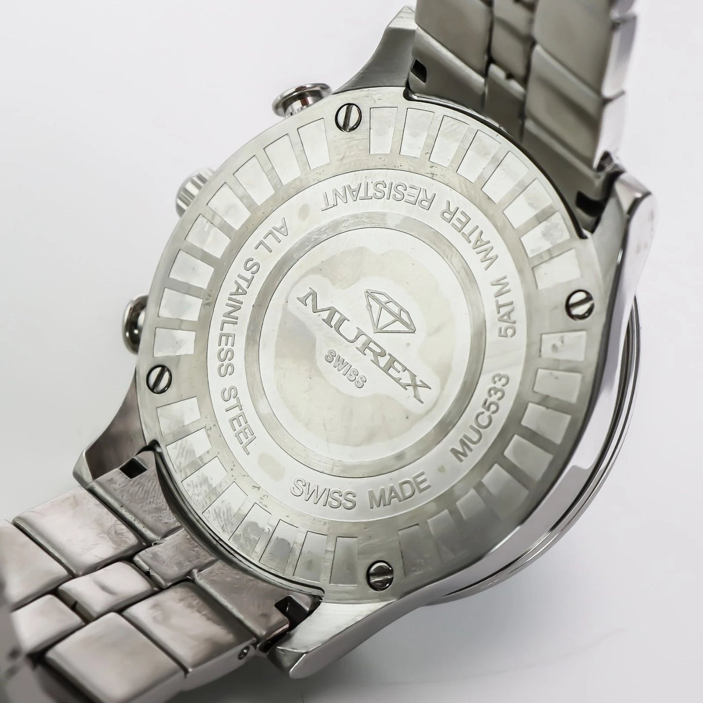 Murex Swiss 45mm Chronograph Watch Stainless Steel Quartz 5 ATM• MUC533