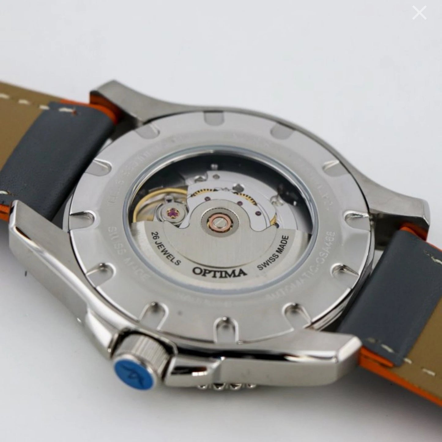 Optima Swiss 43mm Automatic Watch Stainless Steel Saphire 44hr PR 10ATM OSA468