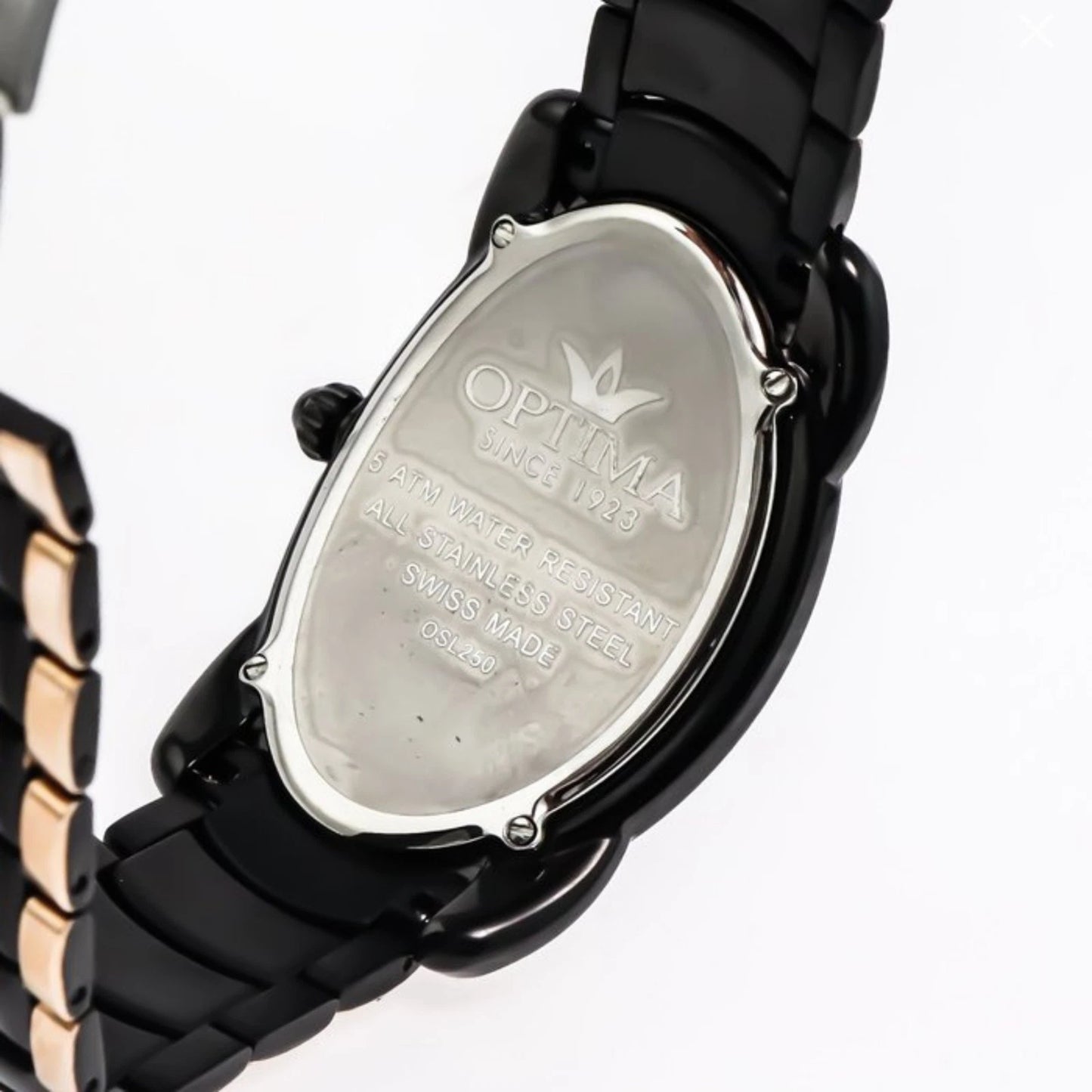 Optima Swiss Watch 35mm Oval Stainless Steel & PVD Rose Gold Quartz 5ATM OSL250