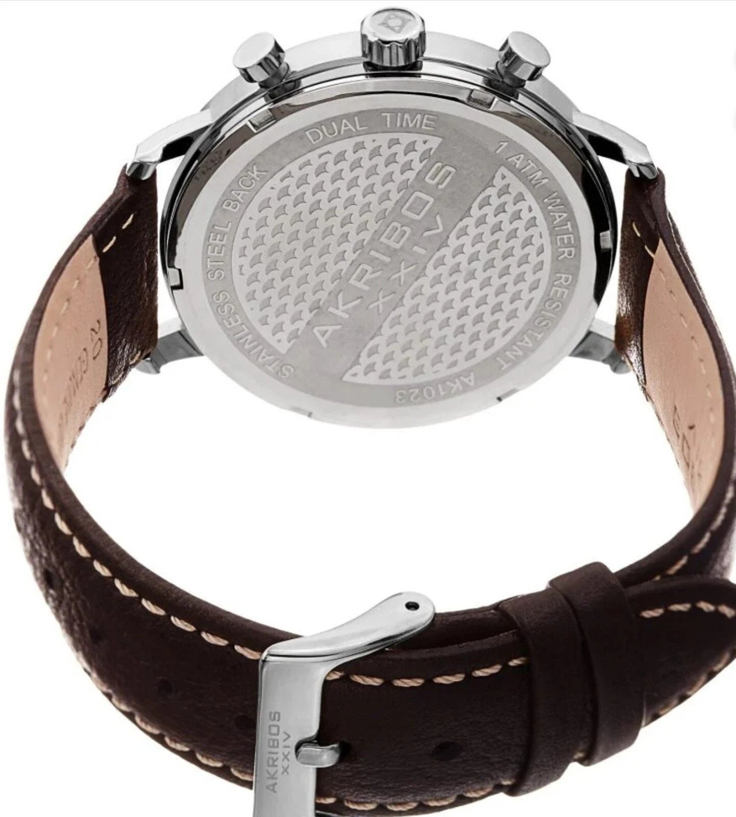 AKRIBOS XXIV • Stainless Steel Quartz 42mm Dual Tim • • Blue