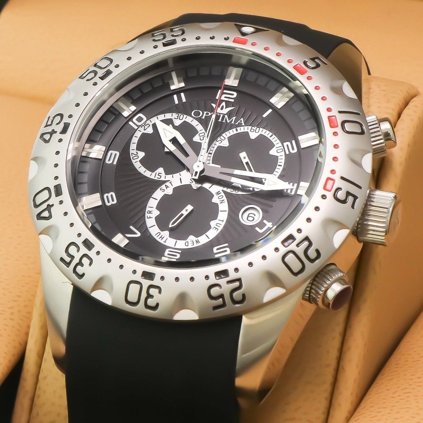Optima • Swiss Chrono Watch • Stainless Steel • 45.36mm • Quartz • 5ATM • OSC339