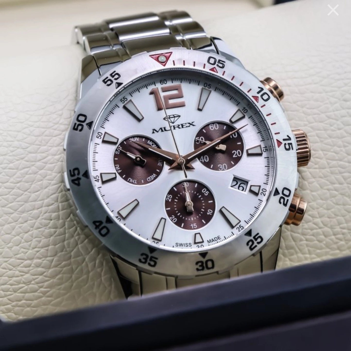 Murex Swiss Chronograph Watch 49mm Stainless Steel & PVD Rose Gold Quartz MUC594