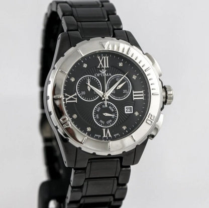 Optima • Swiss Chronograph Watch • OSC318-BS-3 • Date SubDay 43mm Ceramic Bezel
