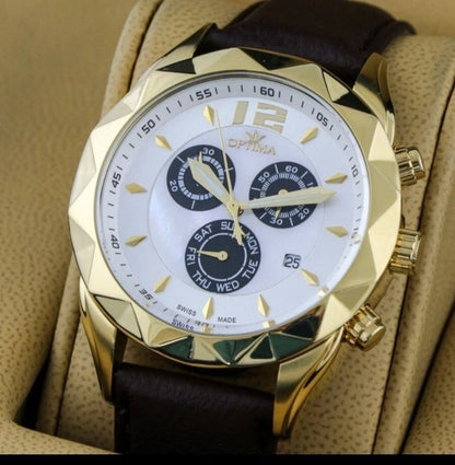 Optima Swiss Chronograph Watch Stainless Steel Quartz OSC268 Day Date