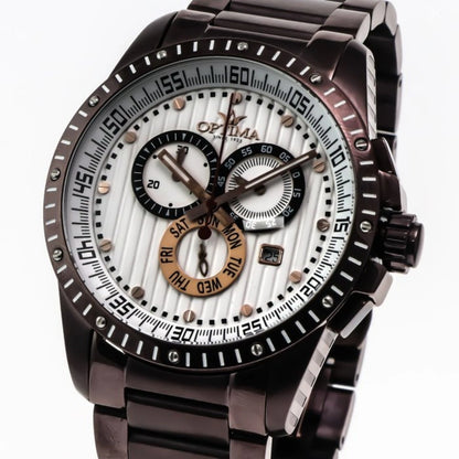 Optima Chocolate Swiss Chronograph Watch 45mm Stainless Steel Quartz 5ATM OSC281