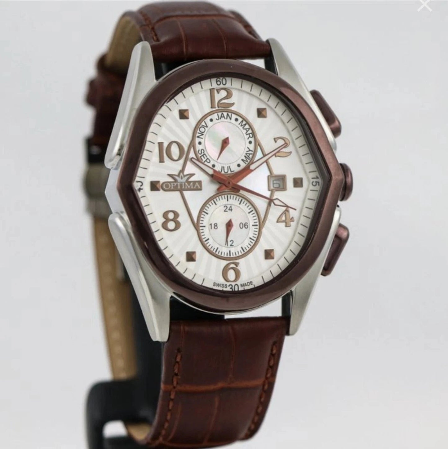 OPTIMA • ME1080-RCX-S-1 • 42x44.5mm • Swiss Watch • Date SubDay • Dual Time