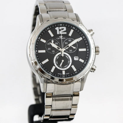 Optima • Swiss Chronograph Watch • Stainless Steel • 44.5mm • Quartz• 5ATM