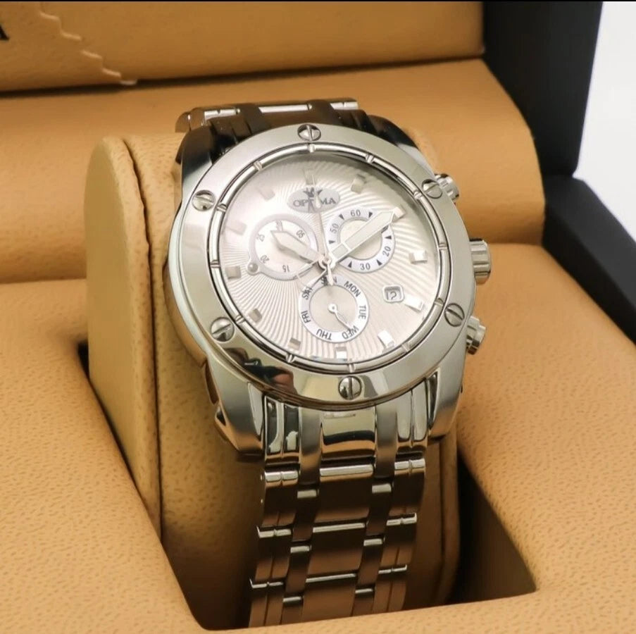 Optima • Swiss Chronograph Watch • OSC293-SS-1 • Date SubDay • 45mm WR 5ATM