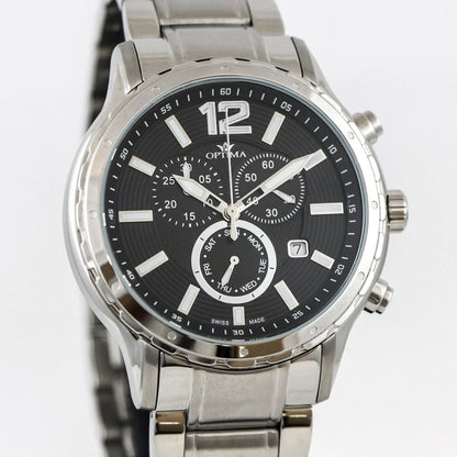 Optima • Swiss Chronograph Watch • Stainless Steel • 44.5mm • Quartz• 5ATM