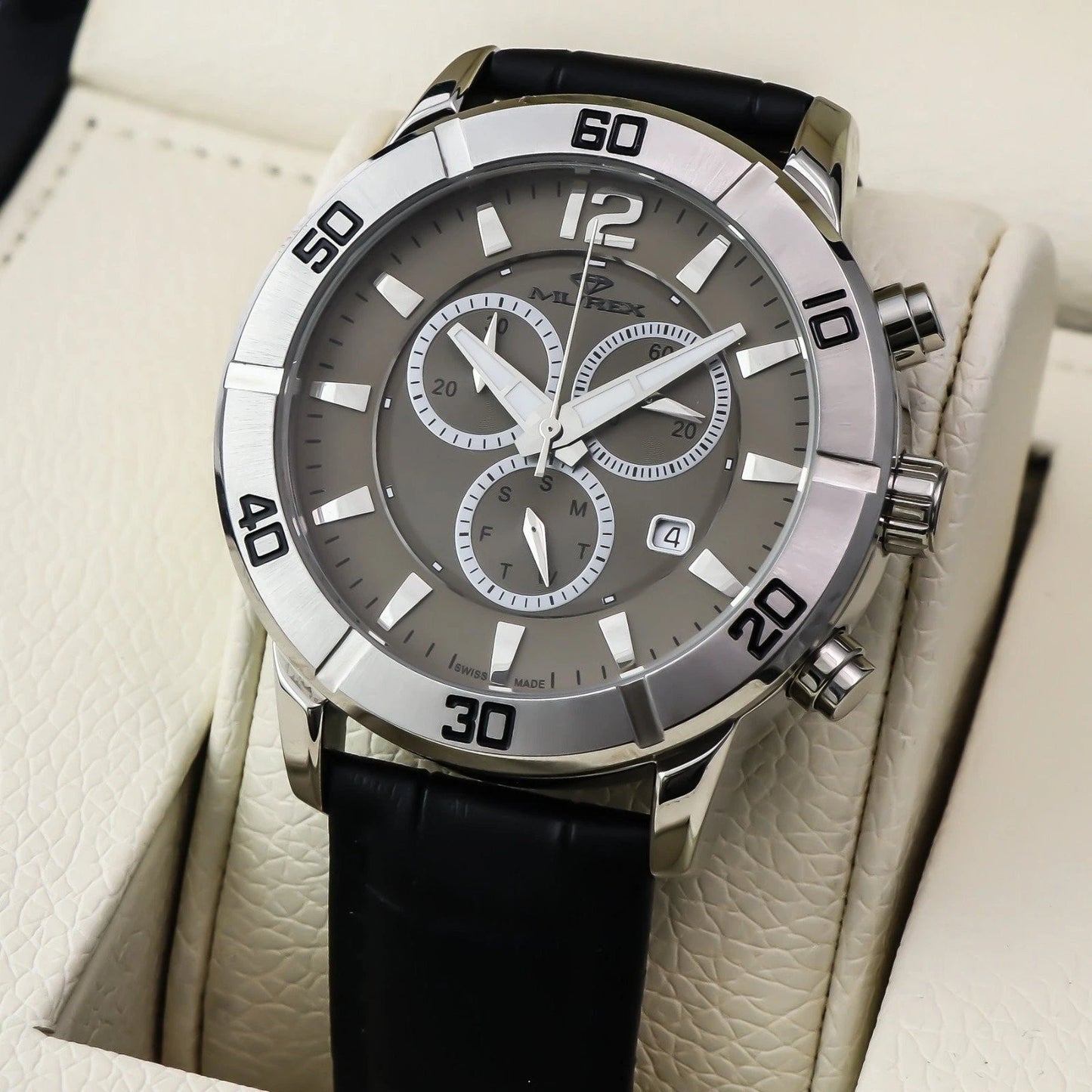 Murex Swiss 45mm Chronograph Watch Stainless Steel Quartz 5 ATM• MUC526