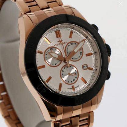 Optima Swiss Chronograph Watch 42.5mm PVDRose Gold Stainless Steel Quartz OSC210