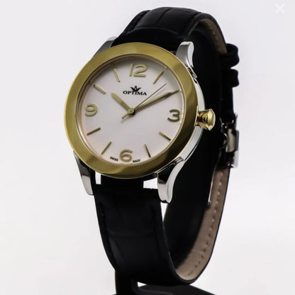 Optima Swiss Watch 39mm Stainless Steel PVD Gold Quartz 5ATM OSl352