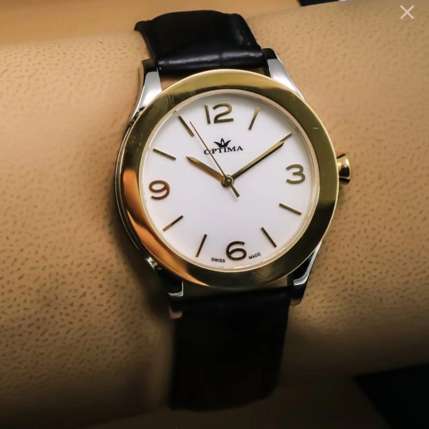 Optima Swiss Watch 39mm Stainless Steel PVD Gold Quartz 5ATM OSl352