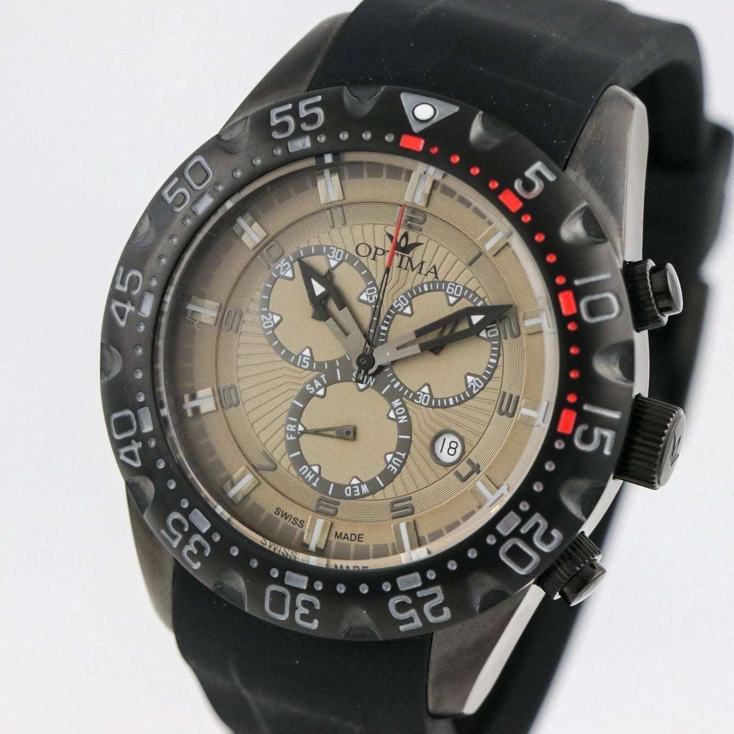 Optima • Swiss Chronograph Watch • Stainless Steel • Quartz 47mm OSC342 • 5ATM