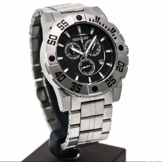 Mercury Swiss 44mm Stainless Steel Quartz Chronograph Watch 5ATM • ME10225