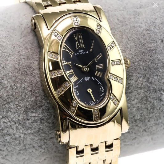 Murex Diamond Swiss Watch 34mm Black MOP Stainless Steel PVD Gold 3ATM RSL814