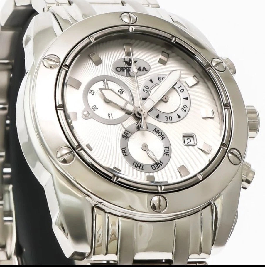 Optima • Swiss Chronograph Watch • OSC293-SS-1 • Date SubDay • 45mm WR 5ATM