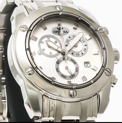 Optima • Swiss Chronograph Watch • OSC293-SS-1 • Date SubDay • 45mm WR 5ATM