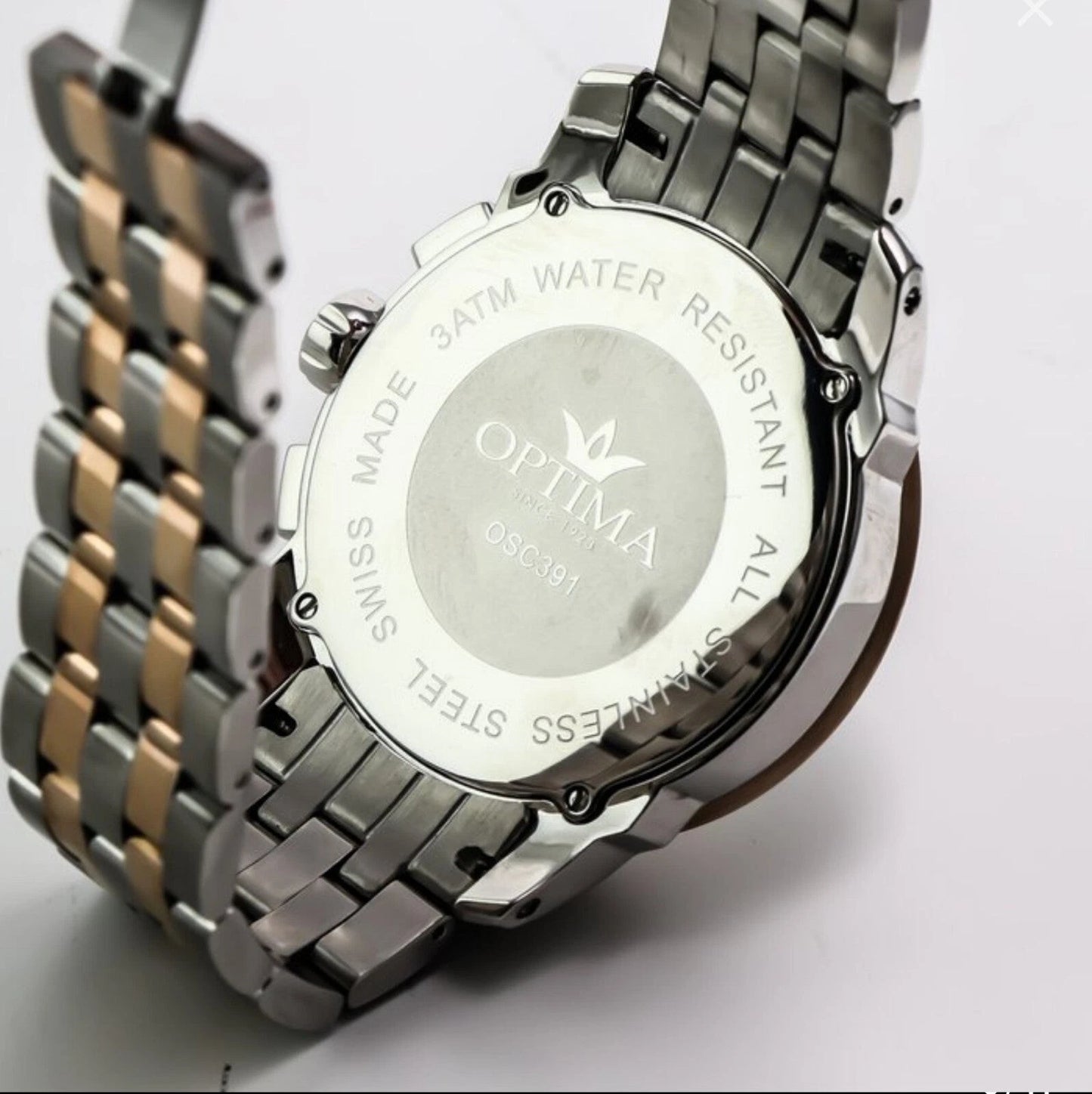 Optima •Swiss Chronograph Watch • Stainless Steel • Quartz 46mm OSC391 • 3ATM