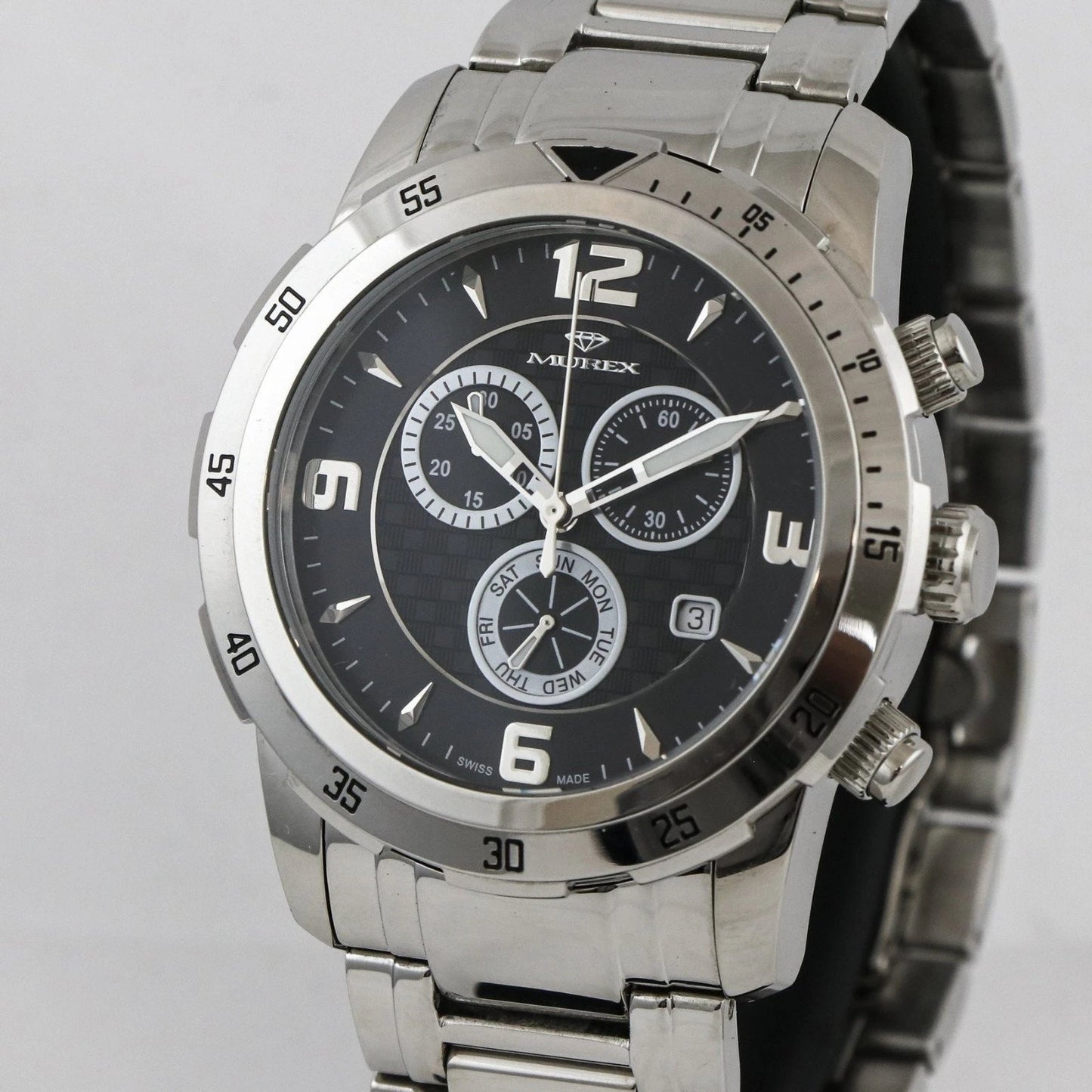 Murex Swiss 45mm Chronograph Watch Stainless Steel Quartz 5 ATM• MUC508