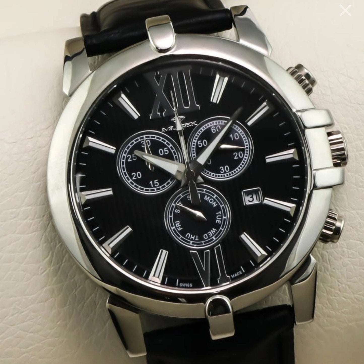 Murex Swiss 45mm Chronograph Watch Stainless Steel Quartz 5 ATM MUC512