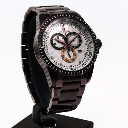Optima Chocolate Swiss Chronograph Watch 45mm Stainless Steel Quartz 5ATM OSC281