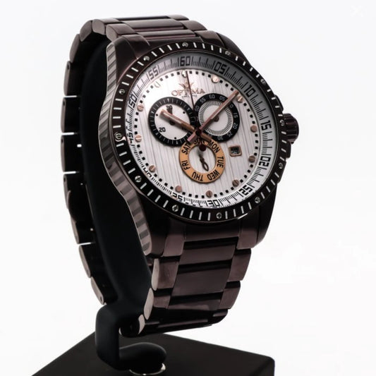 Optima Chocolate Swiss Chronograph Watch 45mm Stainless Steel Quartz 5ATM OSC281