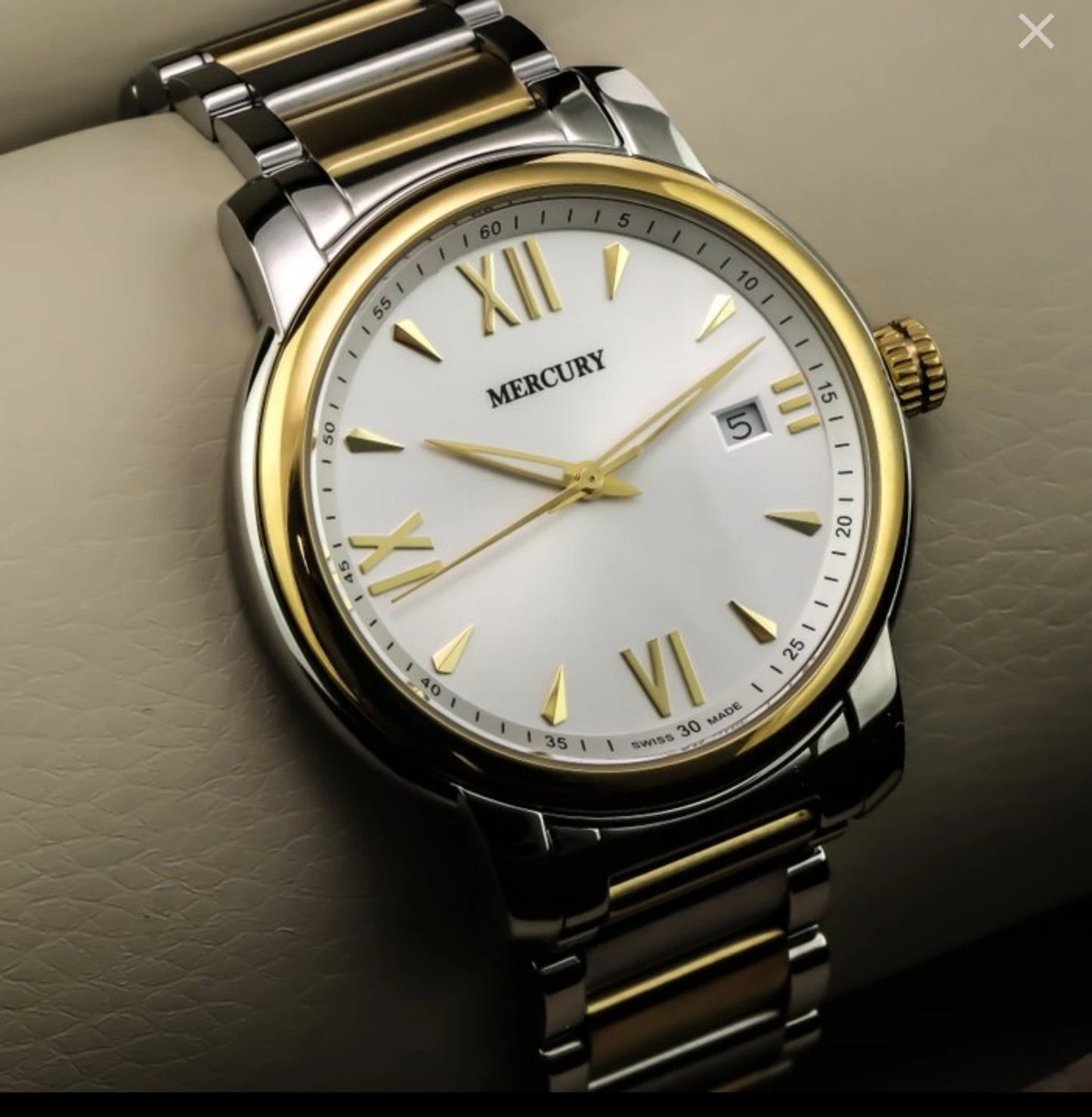 Mercury Swiss Watch Mens 41mm Stainless Steel & PVD Gold Quartz 5ATM ME410
