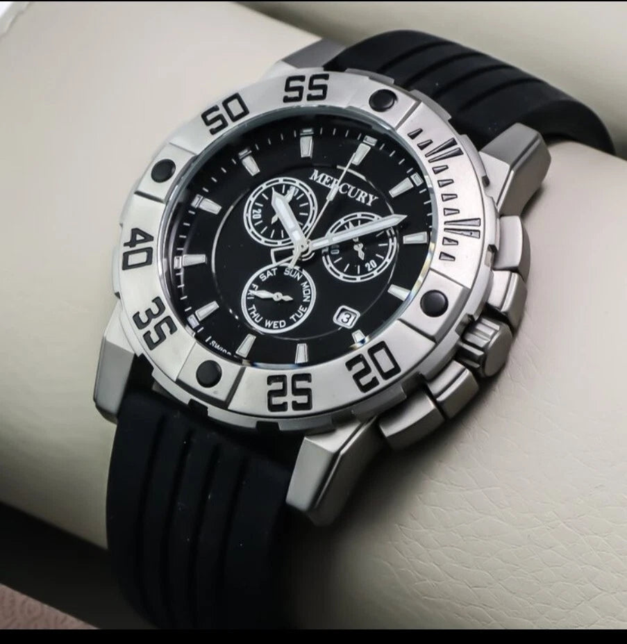 Mercury Swiss 44mm Stainless Steel Quartz Chronograph Watch 5ATM ME10225