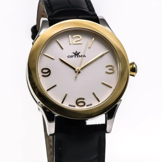 Optima Swiss Watch 39mm Stainless Steel PVD Gold Quartz 5ATM OSl352