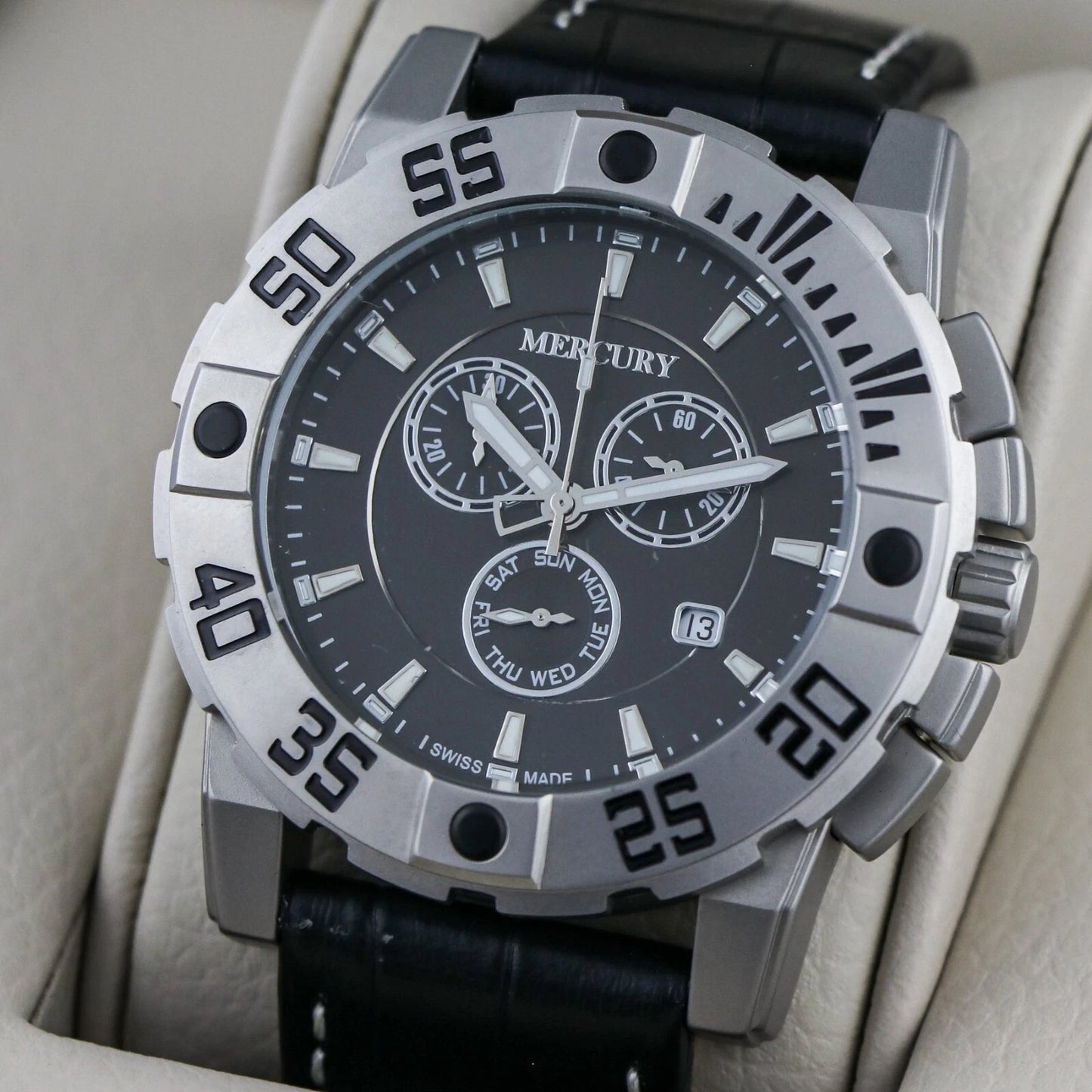 Mercury Swiss 44mm Stainless Steel Quartz Chronograph Watch 5ATM ME10225