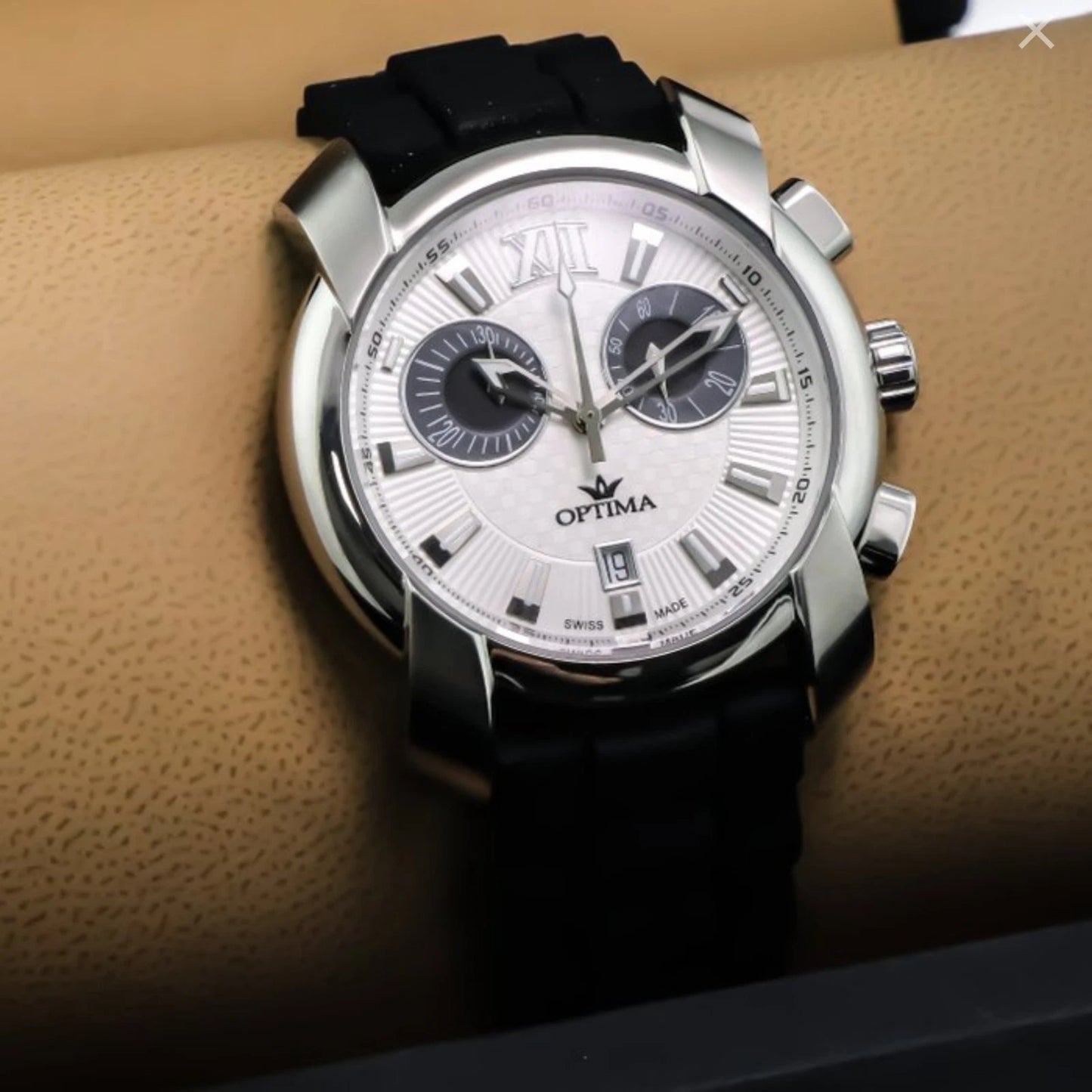 Optima Swiss Chronograph Watch 43mm Stainless Steel Quartz 5ATM OSC275