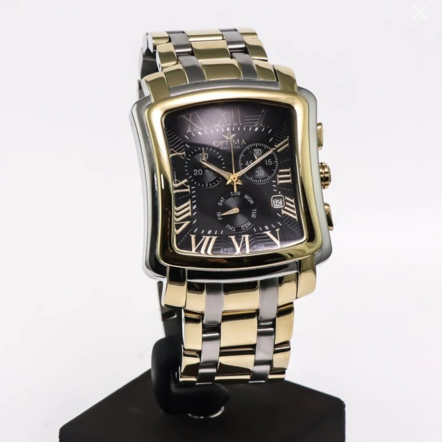 Optima Swiss Watch Mens 38mm PVD Gold & Stainless Steel Quartz 3ATM OSC199