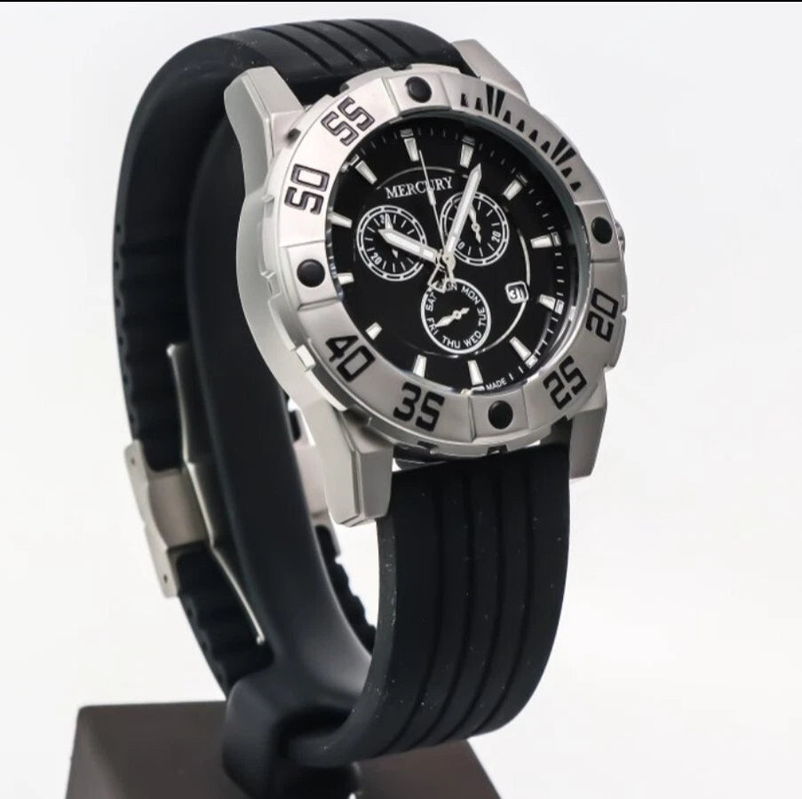 Mercury Swiss 44mm Stainless Steel Quartz Chronograph Watch 5ATM ME10225