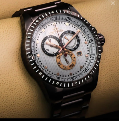 Optima Chocolate Swiss Chronograph Watch 45mm Stainless Steel Quartz 5ATM OSC281