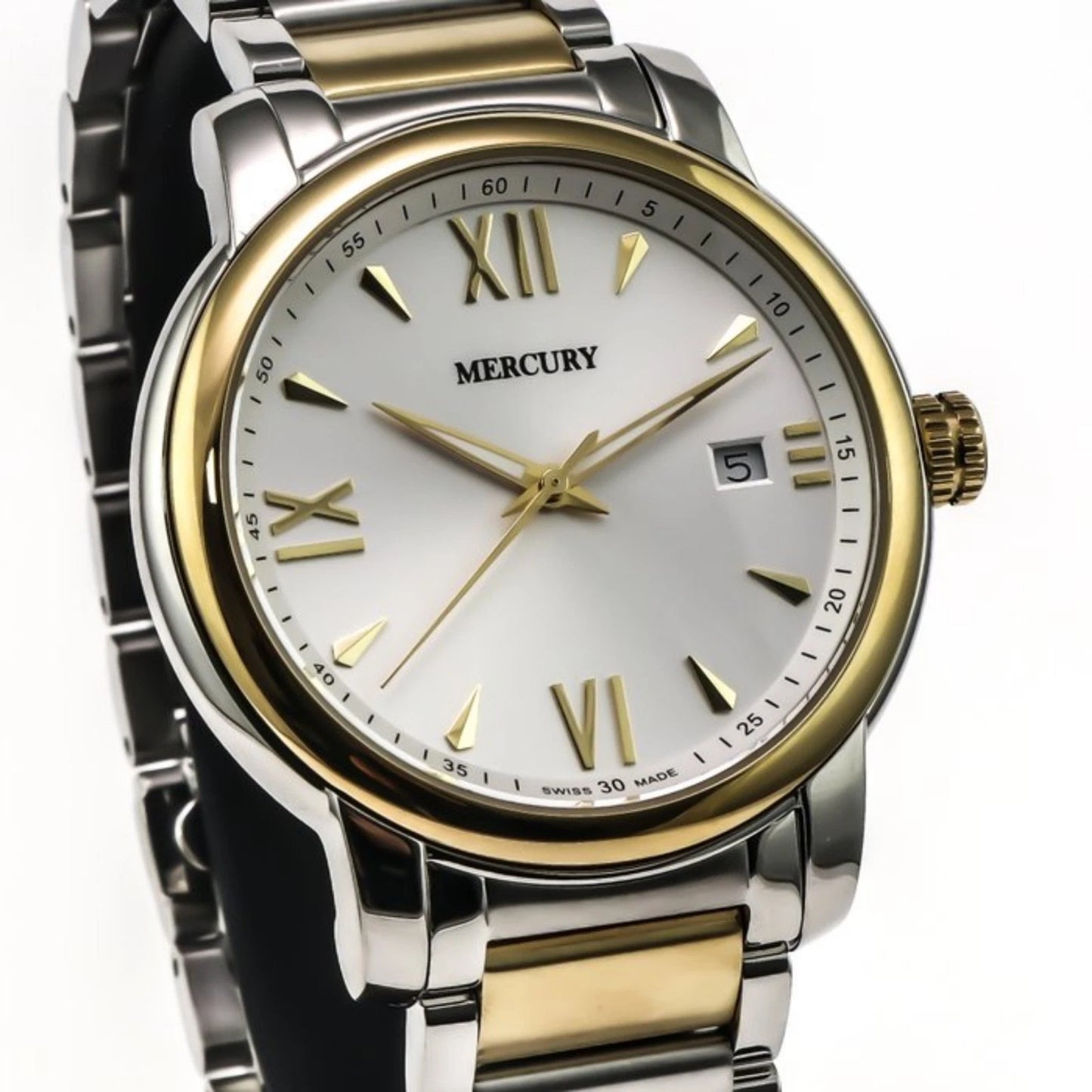 Mercury Swiss Watch Mens 41mm Stainless Steel & PVD Gold Quartz 5ATM ME410