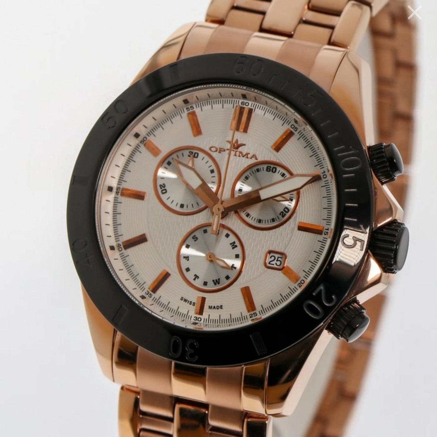Optima Swiss Chronograph Watch 42.5mm PVDRose Gold Stainless Steel Quartz OSC210