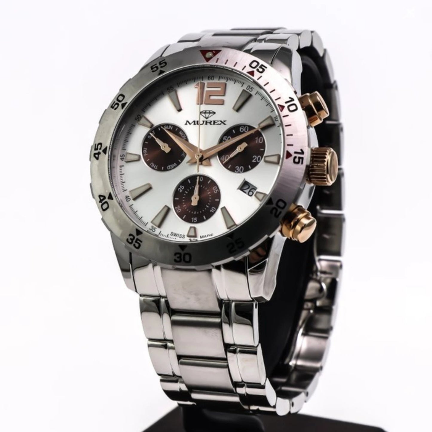 Murex Swiss Chronograph Watch 49mm Stainless Steel & PVD Rose Gold Quartz MUC594