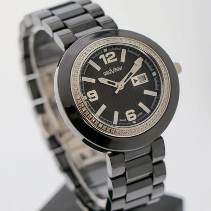 GEOVANI Swiss 34mm Black Ceramic Quartz Watch 3ATM GOL510