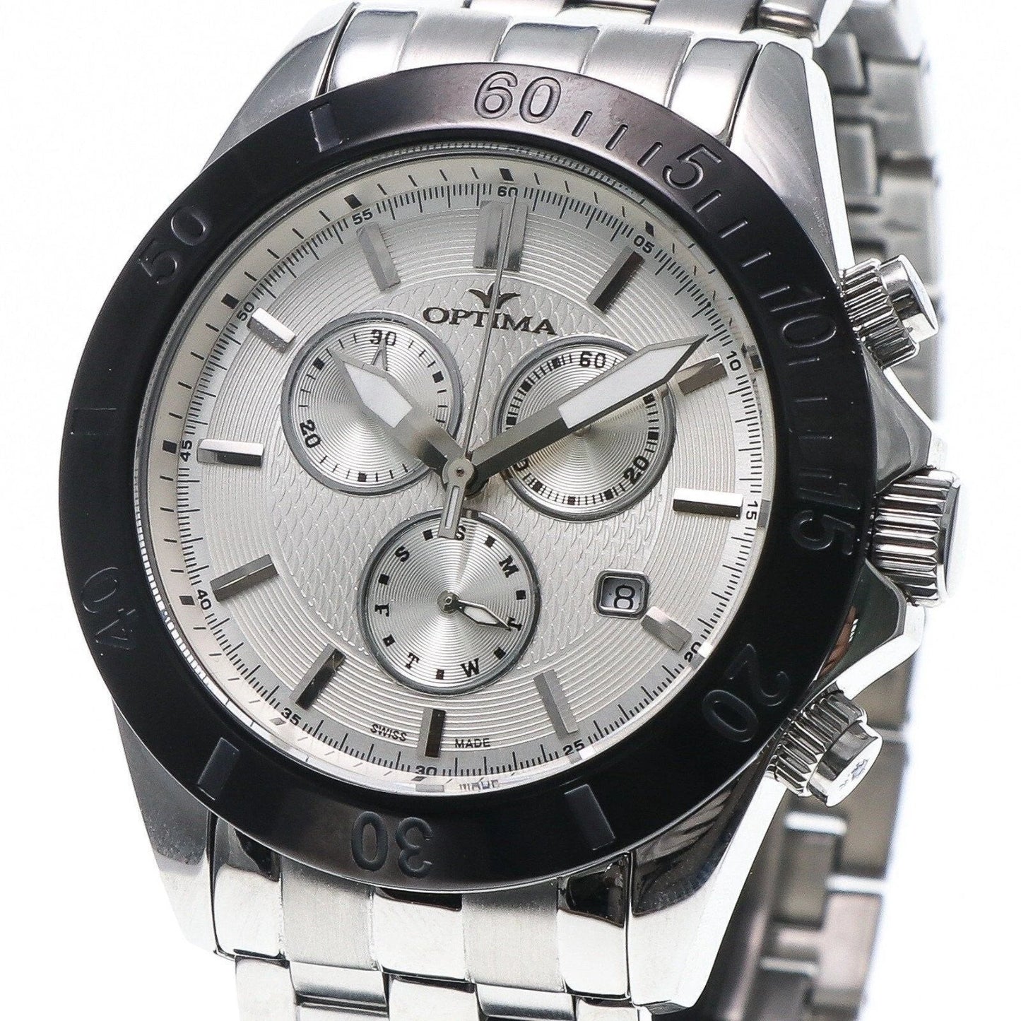 Optima • Swiss Chronograph Watch • Stainless Steel • Quartz • 42.5mm 3ATM OSC210