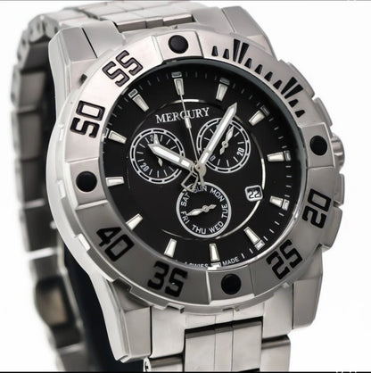 Mercury Swiss 44mm Stainless Steel Quartz Chronograph Watch 5ATM • ME10225