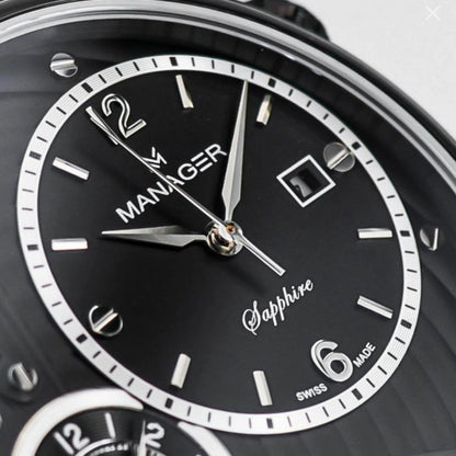Manager Watches • Dual Time • Stainless Steel • 44mm Quartz • 5ATM Saphire