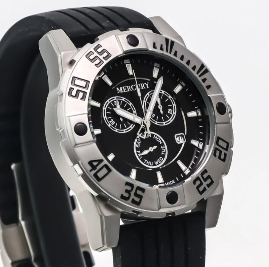 Mercury Swiss 44mm Stainless Steel Quartz Chronograph Watch 5ATM ME10225