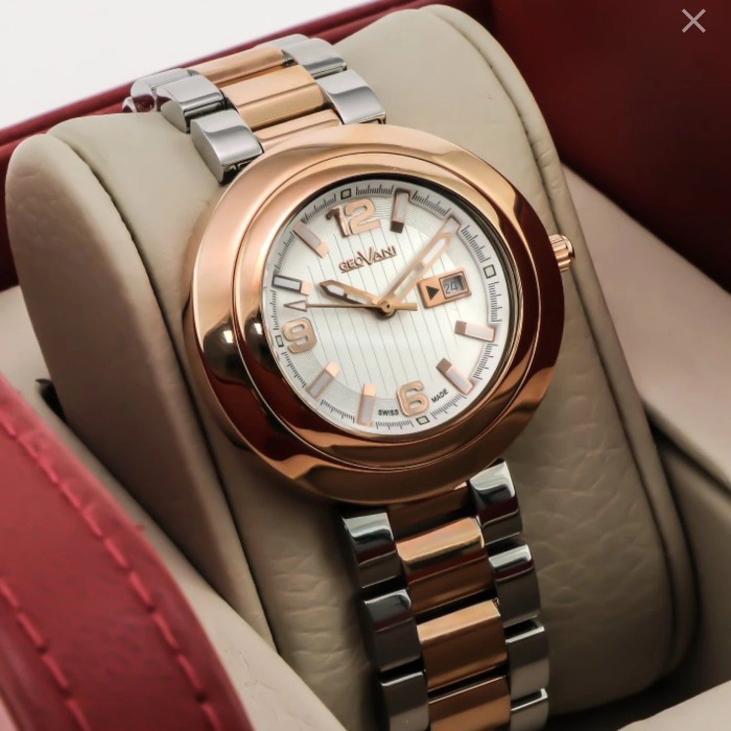 Geovani Swiss 38mm Stainless Steel & PVD Rose Gold Quartz Watch 3ATM GOL511