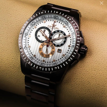 Optima Chocolate Swiss Chronograph Watch 45mm Stainless Steel Quartz 5ATM OSC281
