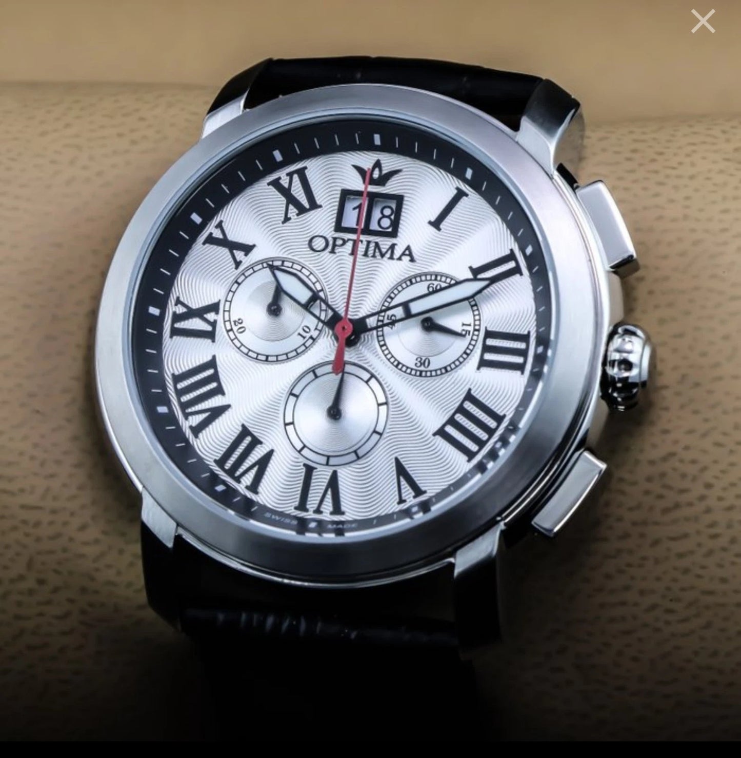 Optima Swiss Chronograph Watch 46mm Stainless Steel Quartz 3ATM OSC392