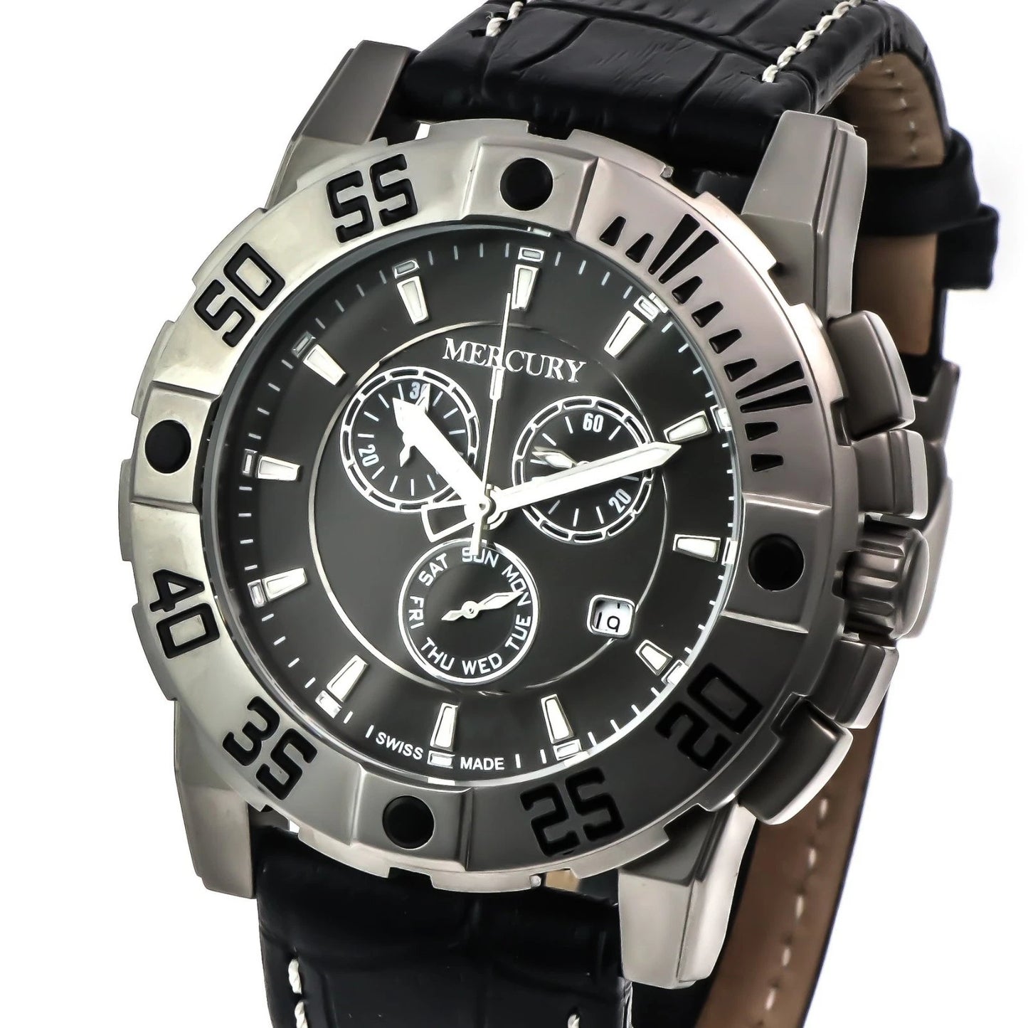 Mercury Swiss 44mm Stainless Steel Quartz Chronograph Watch 5ATM ME10225