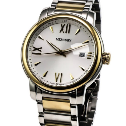Mercury Swiss Watch Mens 41mm Stainless Steel & PVD Gold Quartz 5ATM ME410