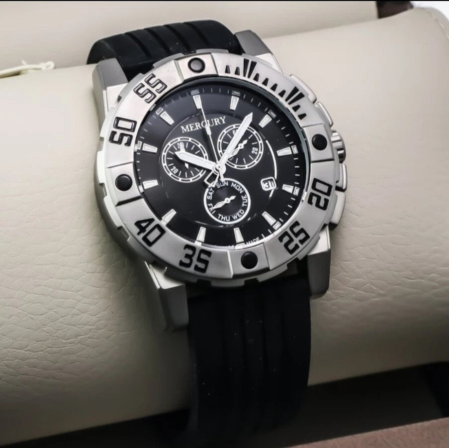 Mercury Swiss 44mm Stainless Steel Quartz Chronograph Watch 5ATM ME10225