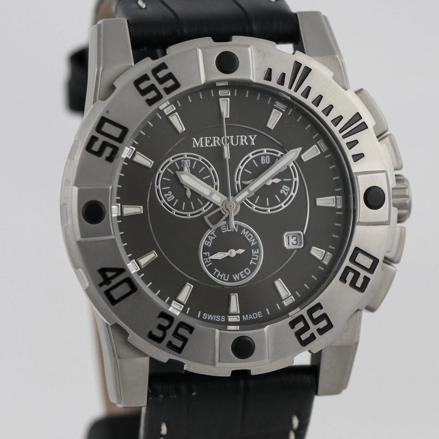 Mercury Swiss 44mm Stainless Steel Quartz Chronograph Watch 5ATM ME10225